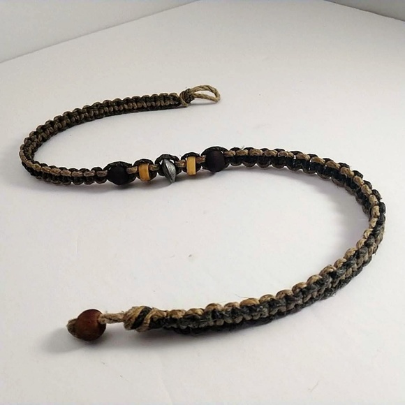 Woven Fiber Necklace with Metal and Wood Accents - Picture 6 of 6